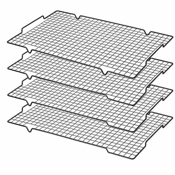 16 in. x 10 in. Wire Cooling Rack with Handle, Nonstick Baking Rack, Metal Mesh Cookie Rack (4-Pack)
