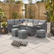 Flame Gray 6-Pieces Wicker Patio Conversation Set with Gray Cushions