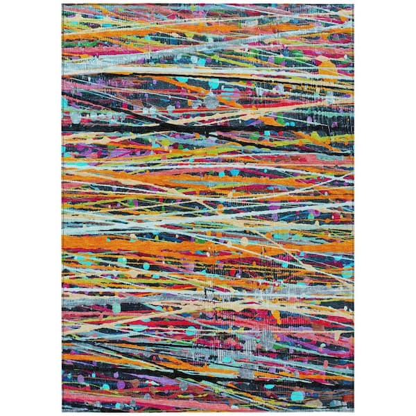 Chantille Machine Washable Indoor/Outdoor Abstract ACN2125 Orange 5 ft. x 7 ft. 6 in. Area Rug