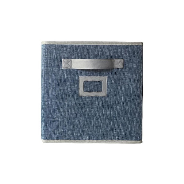 Home Decorators Collection 11 in. H x 10.5 in. W x 11 in. D Blue Fabric Cube Storage Bin