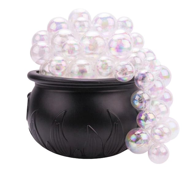 11 in. x 10 in. Black Halloween Plastic Bowl, DIY Bubbling Cauldron Set, Spooky Vintage Decor for Home Kitchen Room