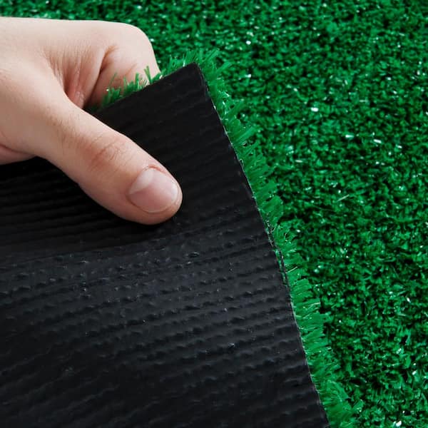 3'11" x 6'6" Ottomanson Solid Design Area Grass Rug Green Turf 