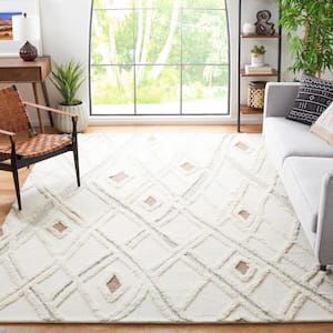 Casablanca Ivory/Brown 10 ft. x 14 ft. Abstract High-Low Area Rug