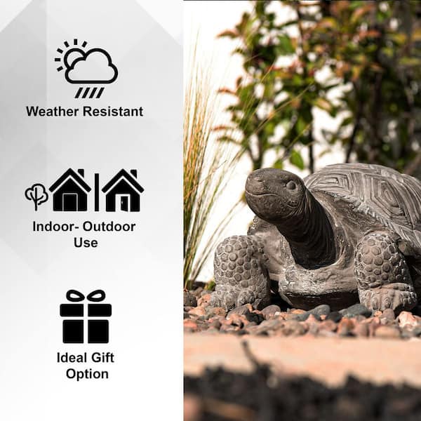 16.1 in. L Grey Polystone Walking Turtle Statue Indoor Outdoor Decor Living Room Decor Turtles Sculptures, Yard Statues