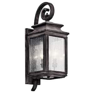 Wiscombe Park 3-Light Weathered Zinc Outdoor Hardwired Wall Lantern Sconce with No Bulbs Included (1-Pack)