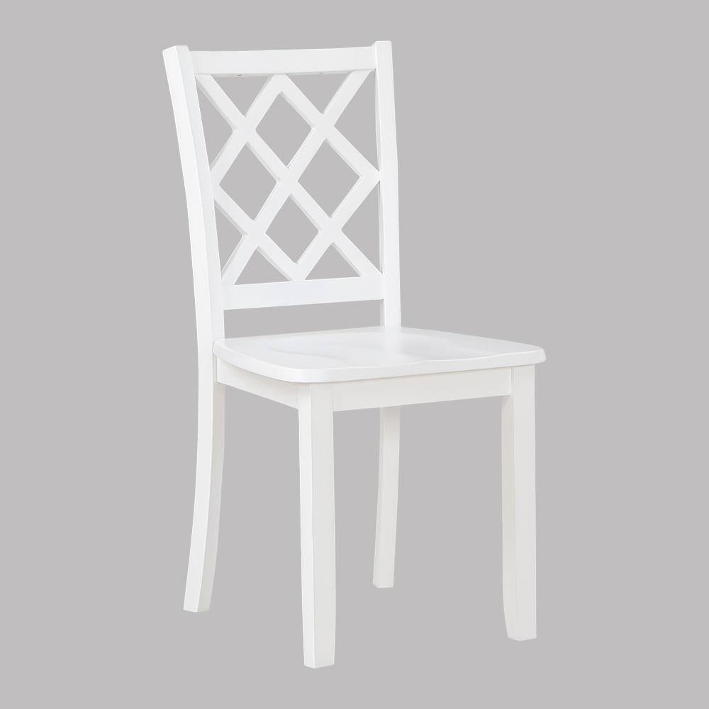 White Birch Veneer 5-Piece Dining Set with Lattice-Back Chairs