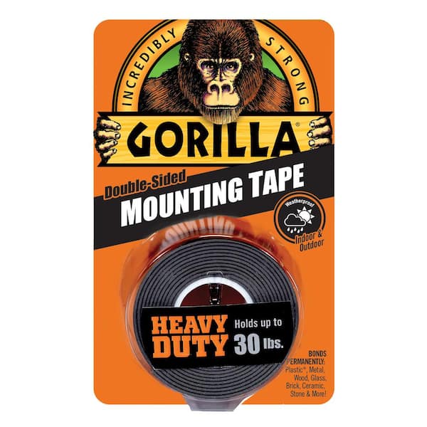 Gorilla 1 in. x 1.67 yd. Black Heavy Duty Mounting Tape 6055002 - The Home  Depot