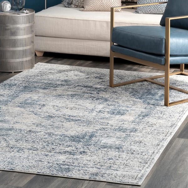 Jayla Barbed Iris Blue 9 ft. x 12 ft. Medallion Indoor Area Rug