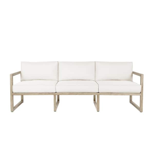Real Flame Monaco 1-Piece All Weather Aluminum Outdoor Patio Sofa with Pale-Gray Cushions