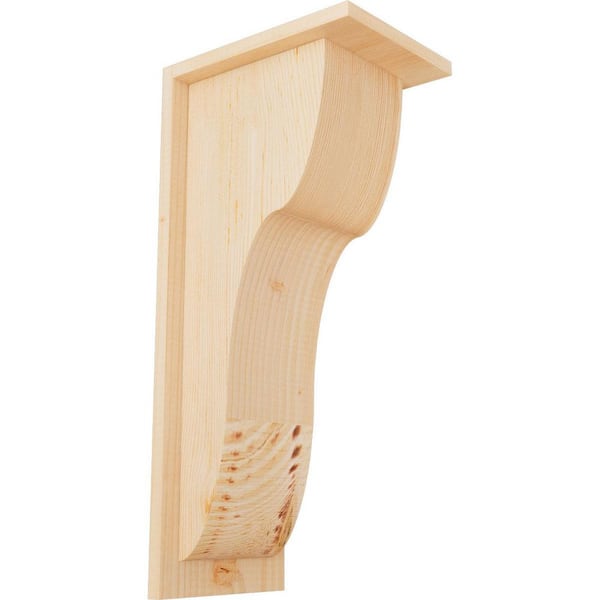 Ekena Millwork 7-1/2 in. x 10 in. x 22 in. Douglas Fir Carmel Smooth Corbel with Backplate