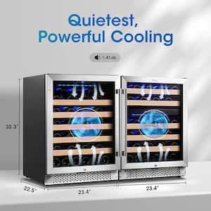 48 in. Triple Zone Cellar Cooling Unit 98-Bottles Built- in Wine Cooler Side-by-Side Refrigerators Frost Free in Black