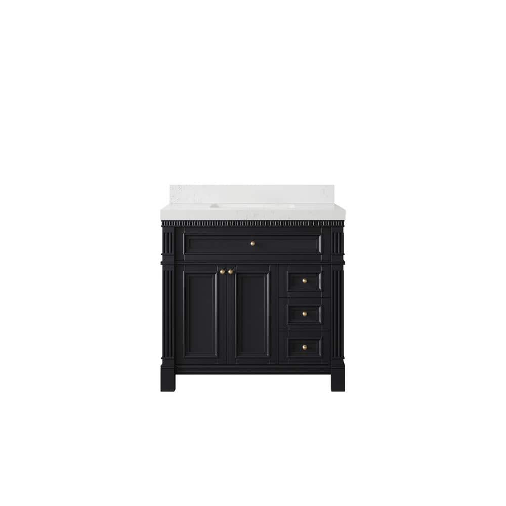Paris 36 in. W x 22 in. D x 36 in. H Single Sink Bath Vanity Center in Black with 2 in. Empira White qt. Top price history on PriceWatchPro