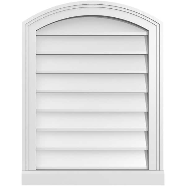Ekena Millwork 20" x 26" Arch Top Surface Mount PVC Gable Vent: Functional with Brickmould Sill Frame