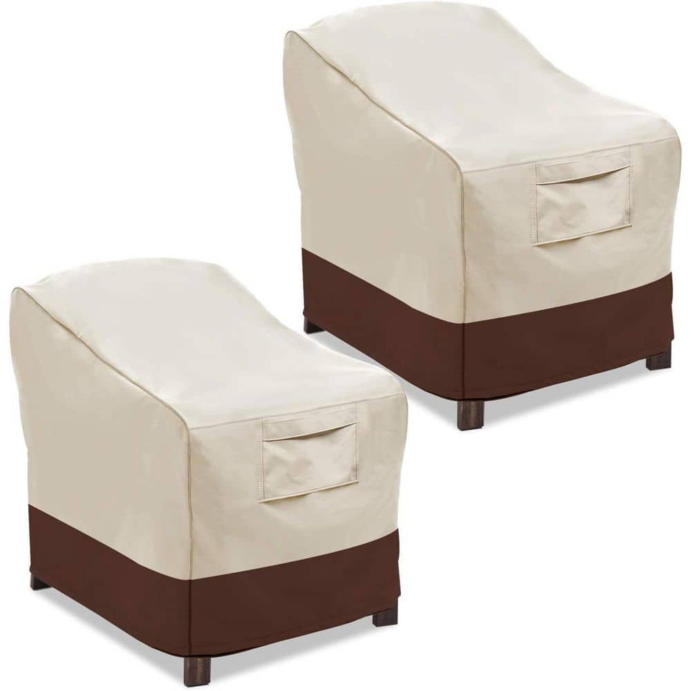 37 in. Large Beige and Brown Utility Heavy-Duty Waterproof Outdoor Patio Ch