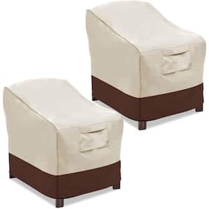 37 in. Large Beige and Brown Utility Heavy-Duty Waterproof Outdoor Patio Chair Covers (2-Pack)