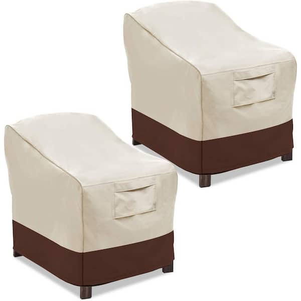 Unbranded 37 in. Large Beige and Brown Utility Heavy-Duty Waterproof Outdoor Patio Chair Covers (2-Pack)