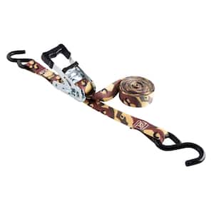 Tie Down 1 in. x 12 ft. 500 lbs. Green Camo Ratchet Tie Down Strap (2-Pack)