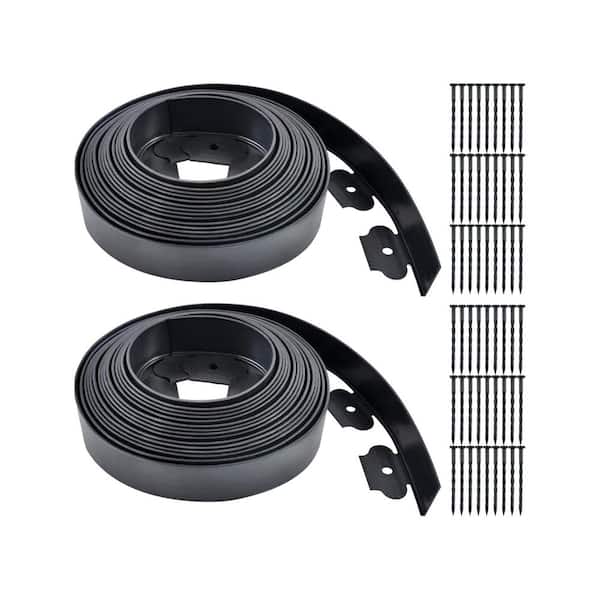 Landscape Edging Series 30ft L x 2in. H x Flexible Plastic Black Edging for Garden Beds and Paths 2-Pack