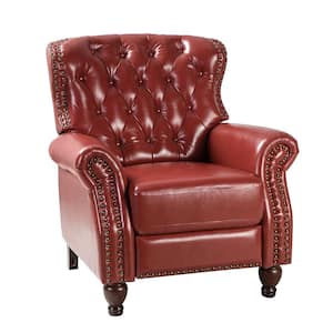 Isabel Red Faux Leather Standard (No Motion) Recliner with Tufted Cushions