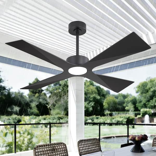 64 in. 4-ABS Blades Indoor LED Black Ceiling Fan with Remote Control
