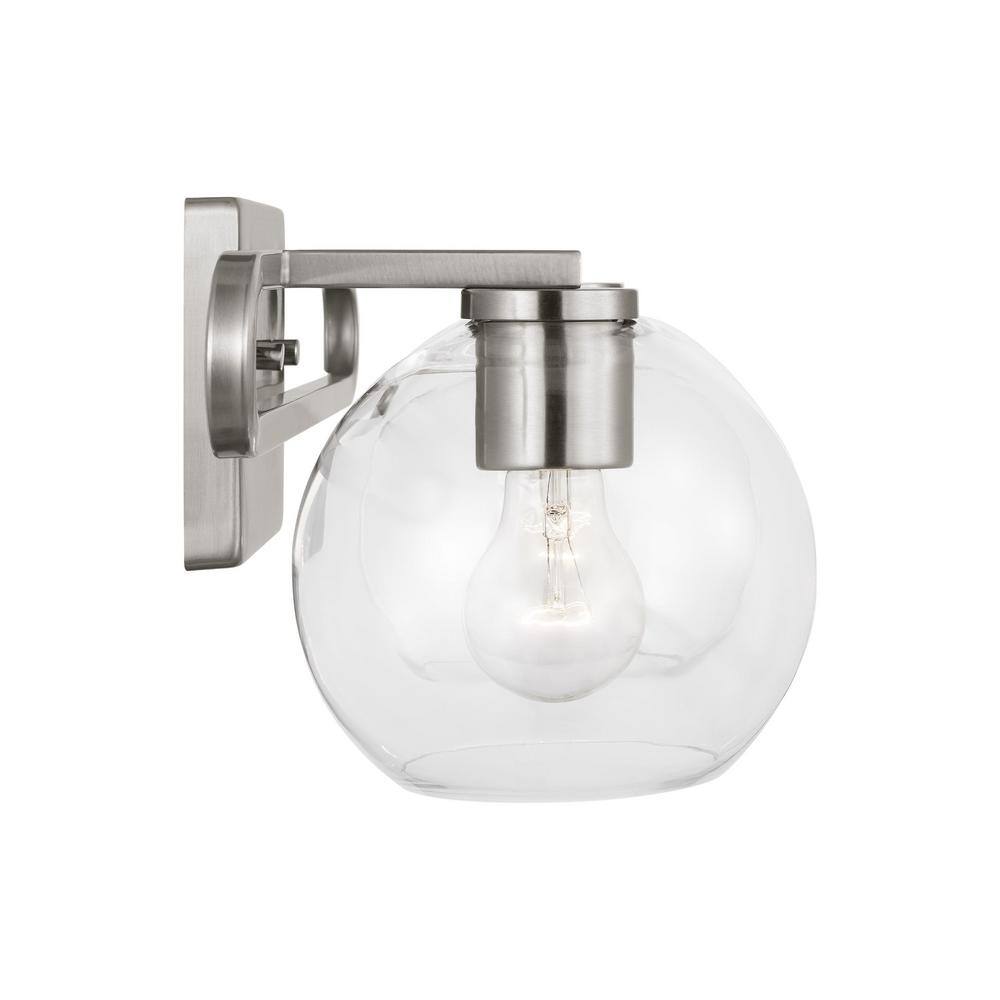 Codyn Brushed Nickel Clear Glass 2-Light Vanity Fixture