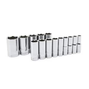 1/2 in. Drive 6-Point Deep SAE Socket Set (14-Piece)