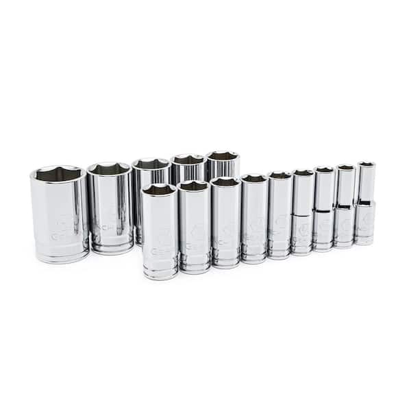 GEARWRENCH 1/2 in. Drive 6-Point Deep SAE Socket Set (14-Piece)