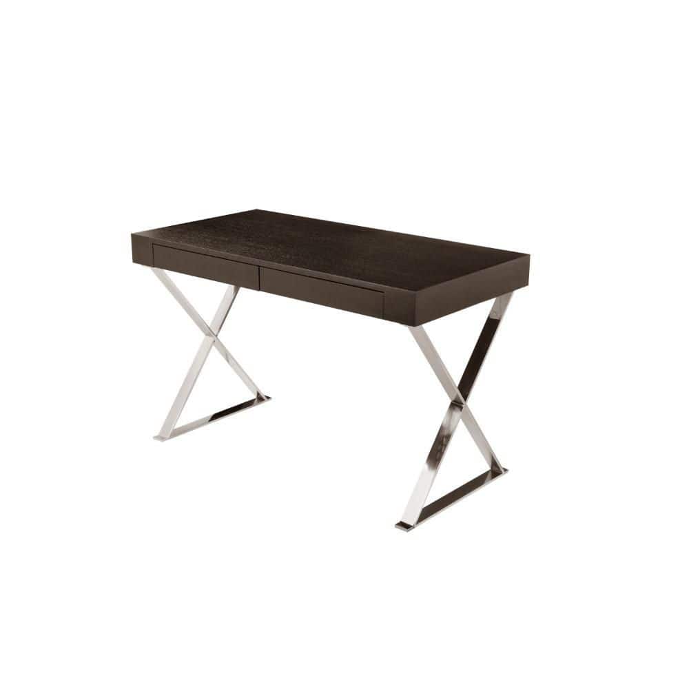 Rix 24 in. Rectangular Espresso Brown Wood 2-Drawer Writing Desk