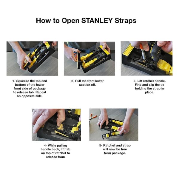 Stanley S10002 Black/Yellow 1 x 10' Ratchet Tie Down Straps - Light Cargo  Securing (1,500 lbs Break Strength), 2 Pack - Yahoo Shopping