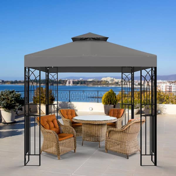 EAGLE PEAK 8 ft. x 8 ft. Outdoor Patio Gazebo with Double Roof
