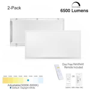 2 ft. x 4 ft. White Commercial 6500 Lumens Backlit Dimmable CCT Color Ceiling Integrated LED Panel Light Troffer(2-Pack)