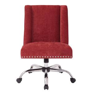 Alyson Managers Chair in Berry Fabric with Silver Nail heads and Chrome Base