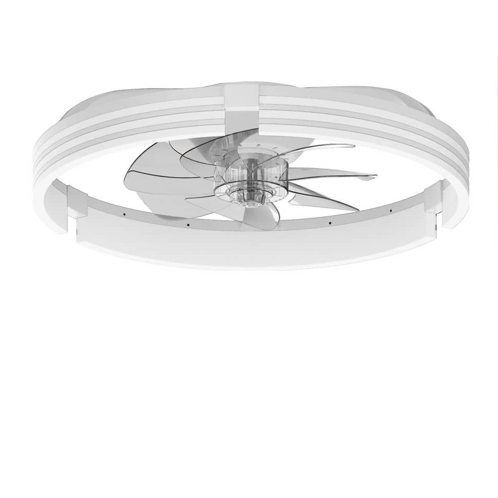 20 in. White Removable Clear Flush Mount Ceiling Fan with Light Stripe Integrated LED Dimmable 6-Speeds Remote Control price history on PriceWatchPro