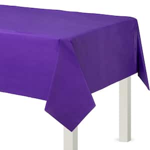 54 in. x 108 in. New Purple Flannel-Backed Vinyl Table Cover (2-Piece)