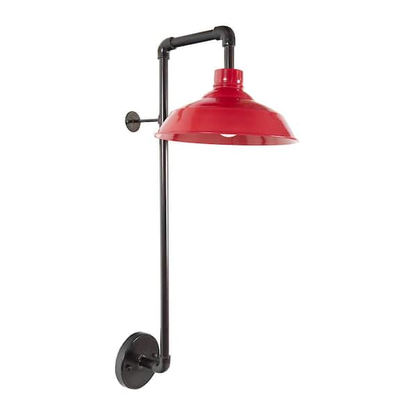 Red Wall Sconce with Round Shade