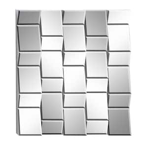 39 in. x 36 in. Geometric Square Frameless Silver Wall Mirror