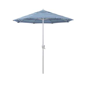 7.5 ft. Matted White Aluminum Market Patio Umbrella Auto Tilt in Dolce Oasis Sunbrella