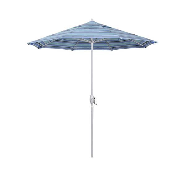 California Umbrella 7.5 ft. Matted White Aluminum Market Patio Umbrella Auto Tilt in Dolce Oasis Sunbrella