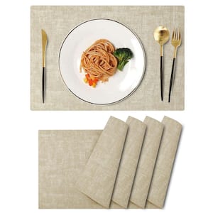 17in. x 11.8 in. Leather Heat Resistant Placemats for Indoor and Outdoor, Off White, Set of 4