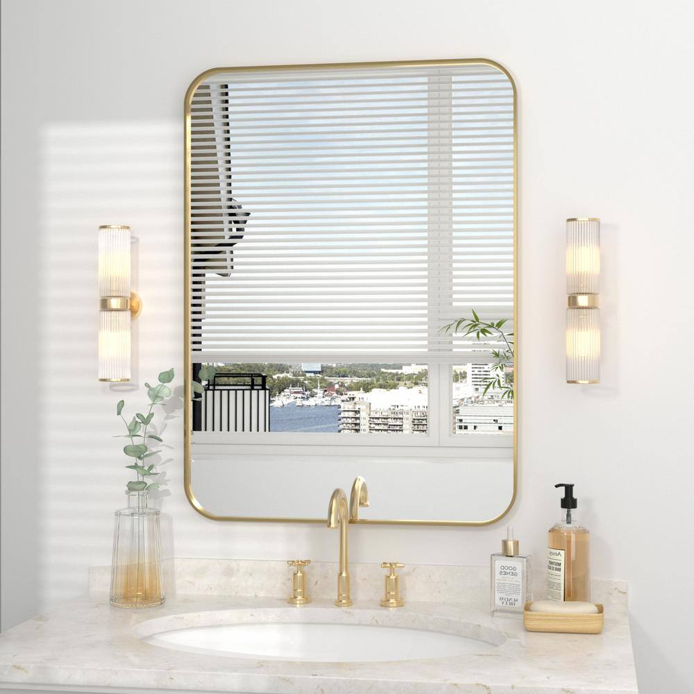 PRIMEPLUS 24 in. W x 36 in. H Large Rectangle Metal Framed Wall Mirrors Bathroom Mirror Vanity ...