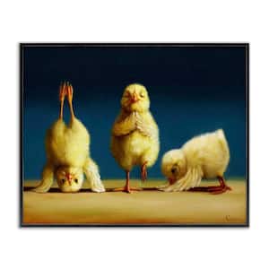 Yoga Chicks Funny Stretching Poses Painting by Lucia Heffernan Black Framed Giclee Art Print Animal 20 in. x 16 in.