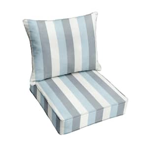 22.5 x 22.5 x 22 Deep Seating Indoor/Outdoor Pillow and Cushion Chair Set in Sunbrella Direction Dew