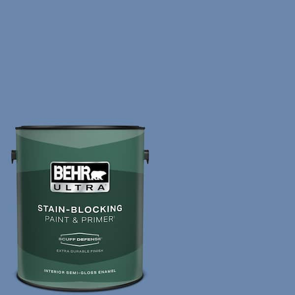 BEHR ULTRA 1 gal. #M530-5 Cowgirl Blue Extra Durable Semi-Gloss Enamel Interior Paint & Primer