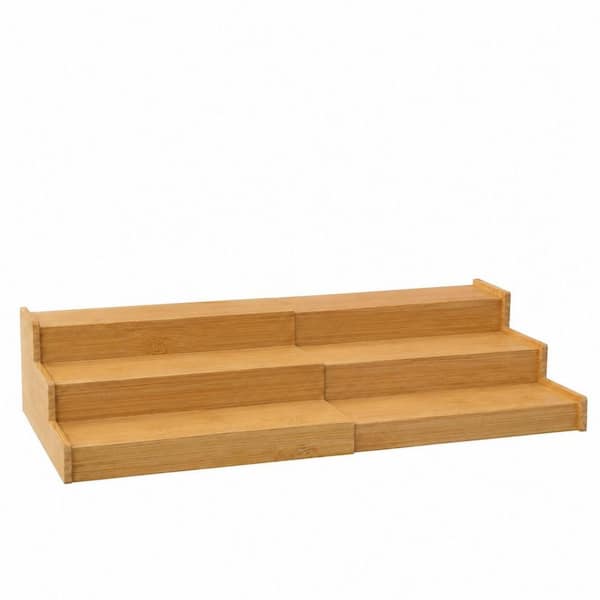 3-Tier Expandable Bamboo Spice Rack Organizer for Kitchen Cabinet, Cupboard and Pantry Storage