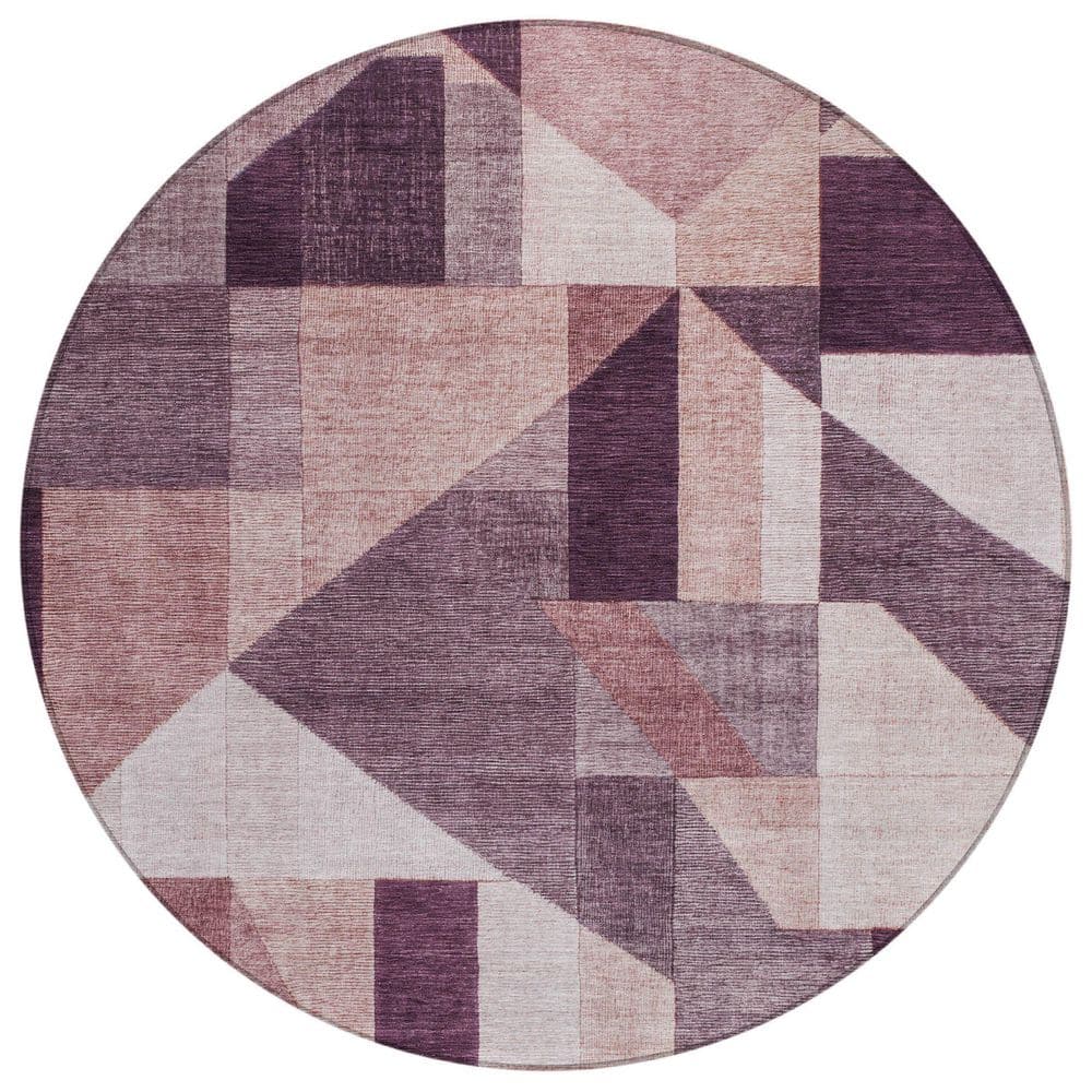 Chantille Machine Washable Indoor/Outdoor Abstract ACN2365 Eggplant 8 ft. x 8 ft. Round Rug price history on PriceWatchPro