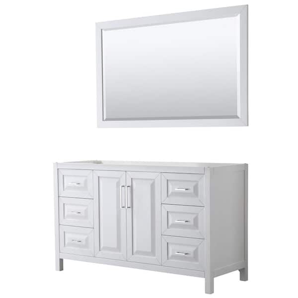 Wyndham Collection Daria 59 in. Single Bathroom Vanity Cabinet Only with 58 in. Mirror in White