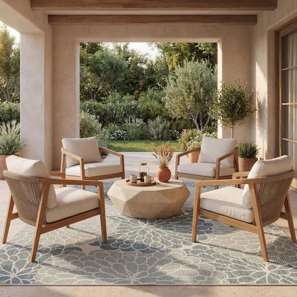Tessira Coastal Blue 5 ft. x 8 ft. Outdoor Area Rug