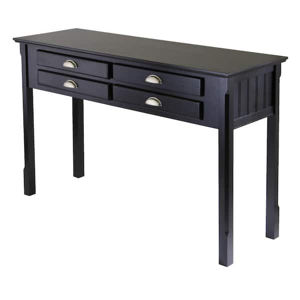 WINSOME WOOD Timber 48 in. Black Rectangle Wood Console Table with Drawers