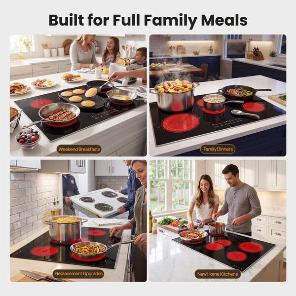 Profile 30 in. Buil-In Touch Control Induction Electric Cooktop w/ 5 Burner Elements and Power Boost in Black Glass Top