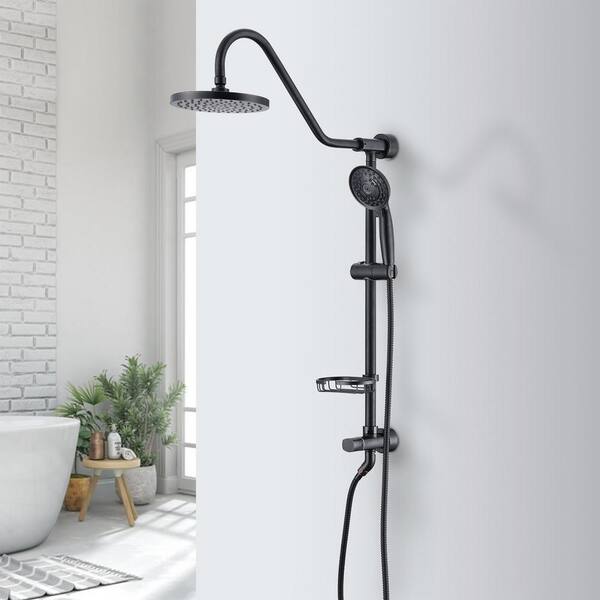 Gunmetal Grey Shower Faucet Handles Bathroom Brass Exposed Matte Black/  White Chrome Shower System